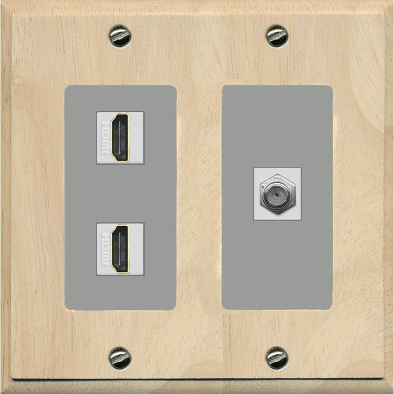 Coax 2 HDMI Wall Plate-2 Gang Wood/Gray
