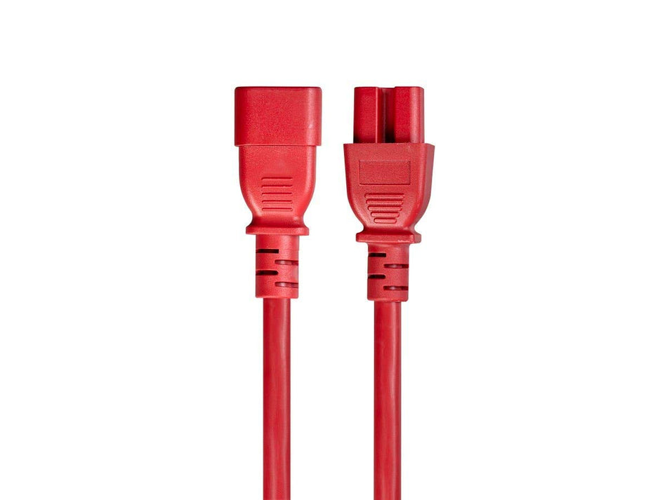 Monoprice Heavy-Duty Computer Extension Power Cable/Cord - 10 Feet - Red | 14AWG 15A 14AWG (IEC-320-C14 to IEC-320-C15)