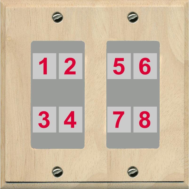 RiteAV - Custom Wall Plate 8 Port - 2 Gang [Wood/Gray]