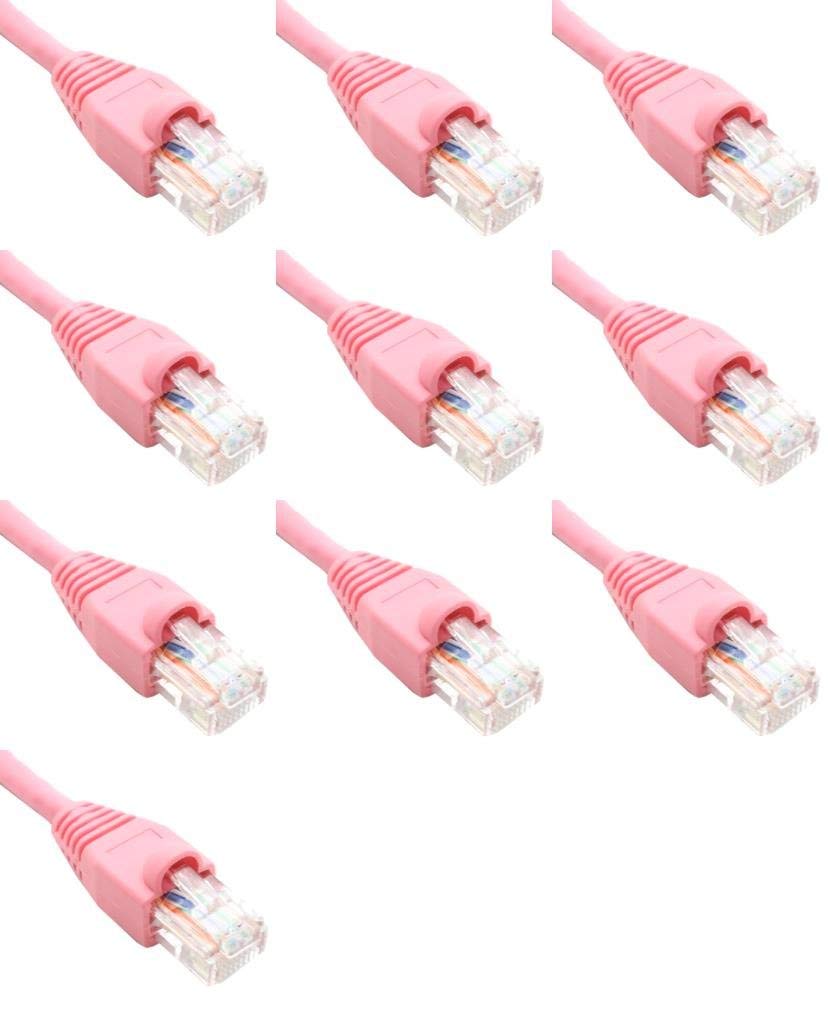10 Feet Cat6 Ethernet Network Patch Cables Pink RJ45 m/m (10 Pack)