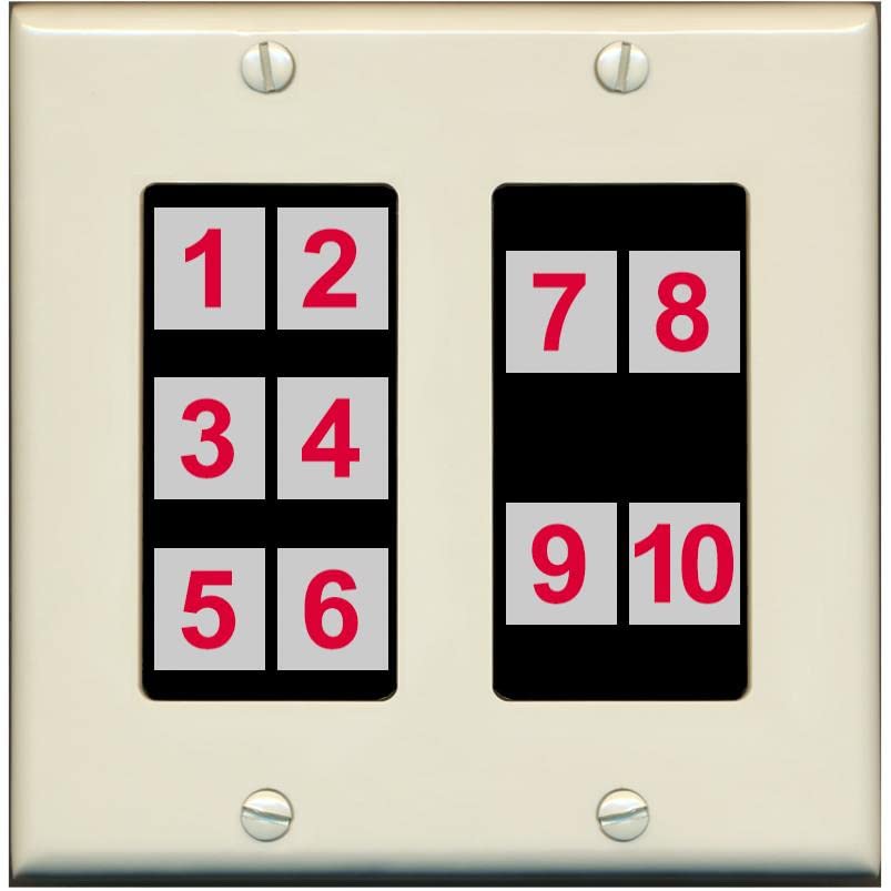 RiteAV - Custom Wall Plate 10 Port - 2 Gang [Light-Almond/Black]