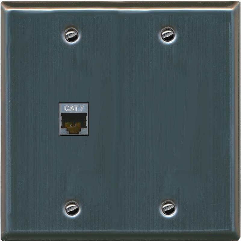 RiteAV 1 Port Cat7 Shielded Ethernet Wall Plate - Flat 2 Gang [Stainless Steel]