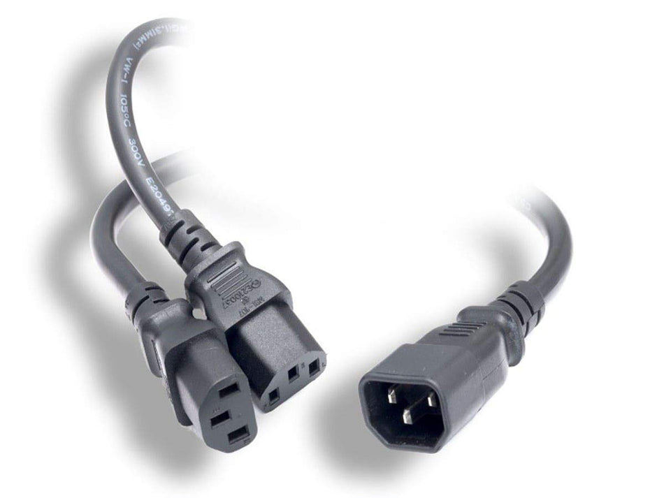Monoprice Power Cord Splitter - IEC 60320 C14 to 2X IEC 60320 C13, 13 Amp, 1625 Watt, 16AWG, 6 Feet, Black