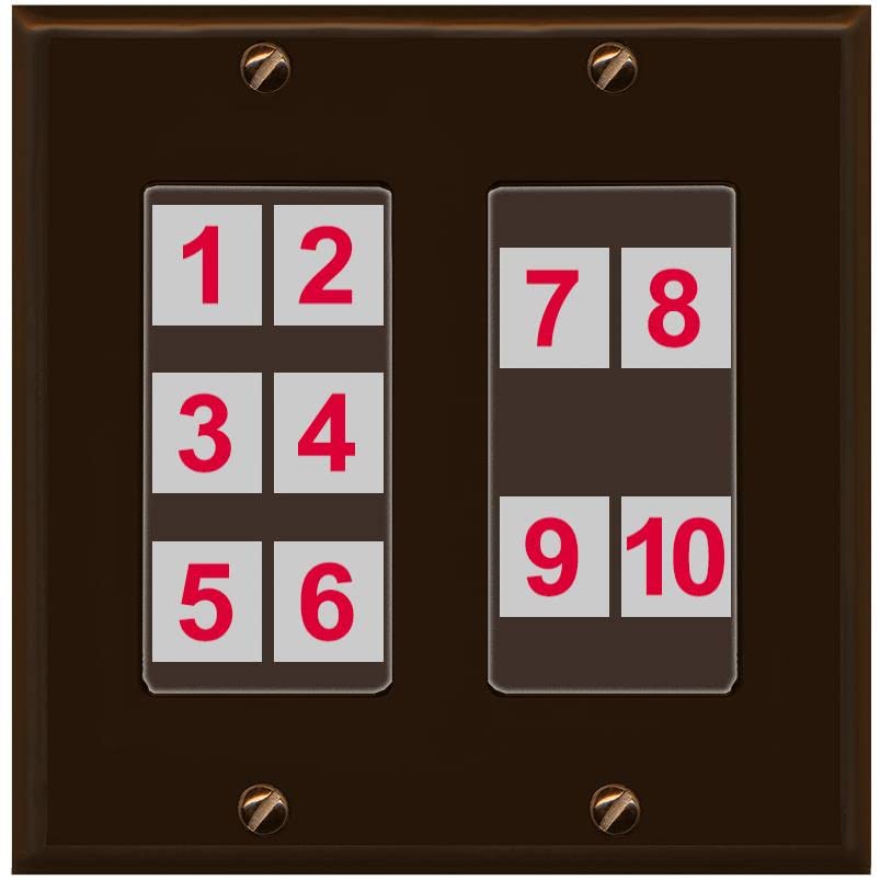 RiteAV - Custom Wall Plate 10 Port - 2 Gang [Brown/Brown]