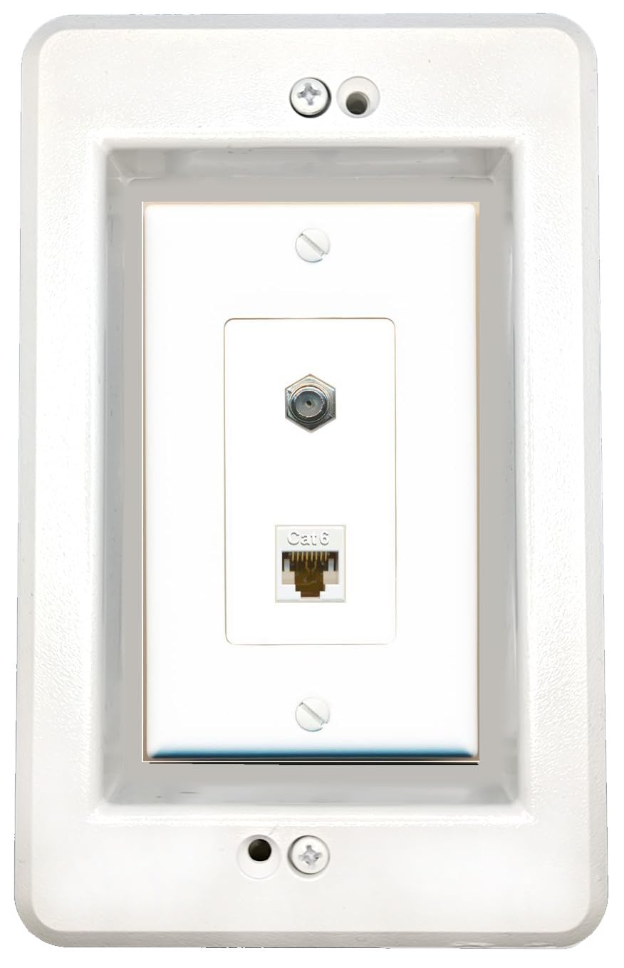 RiteAV in-Wall Cable Management Kit Recessed Outlet CAT6 COAX Wall Plate