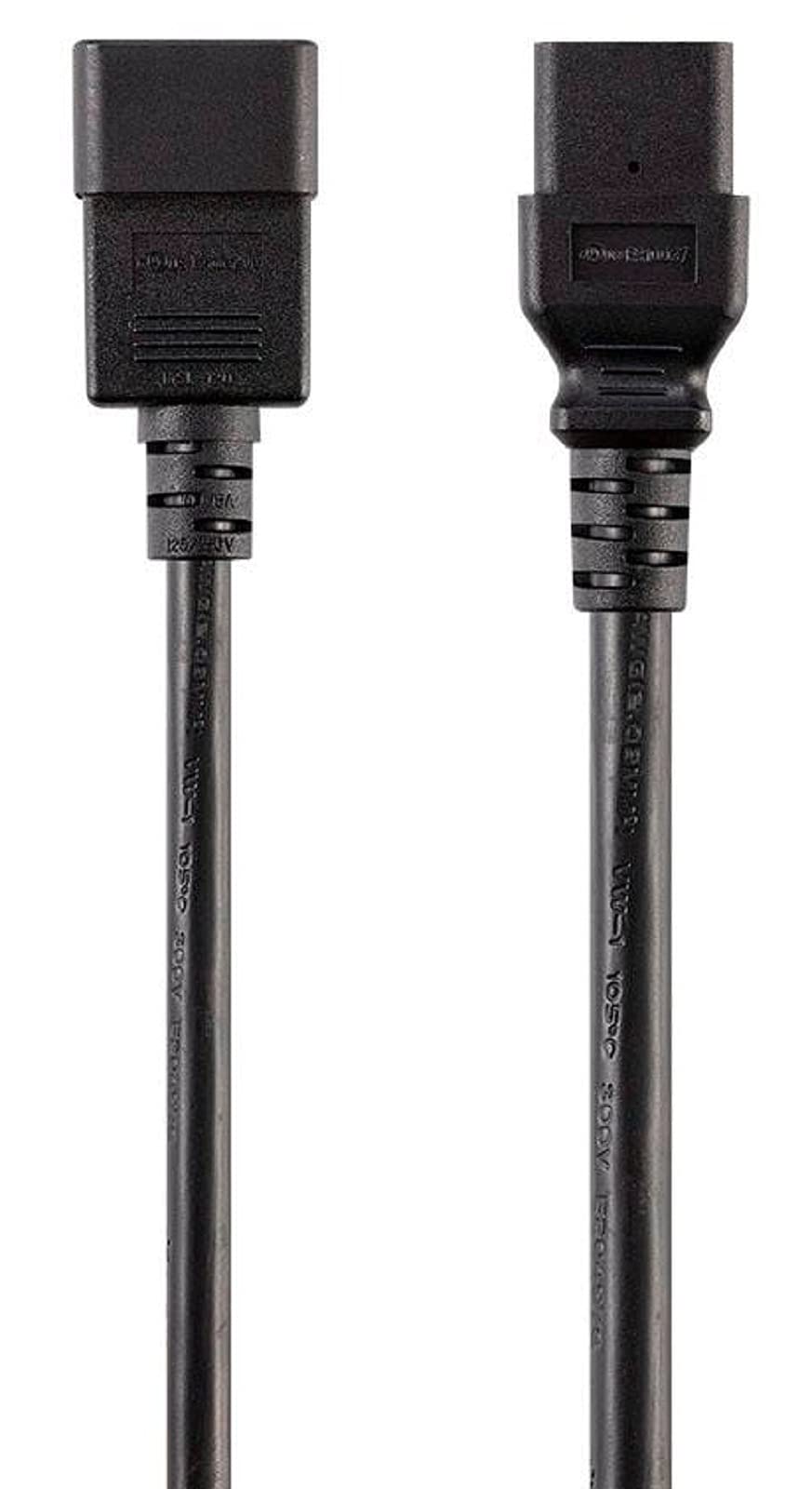 Monoprice Heavy Duty Extension Cord - 8 Feet - Black | IEC 60320 C20 to IEC 60320 C21, 12AWG, 20A/2500W, SJT, 250V, for Servers, Routers, Computers