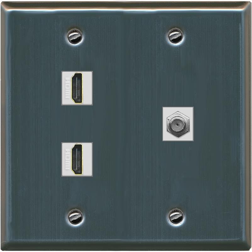 COAX 2 HDMI Wall Plate-Flat 2 Gang Stainless Steel