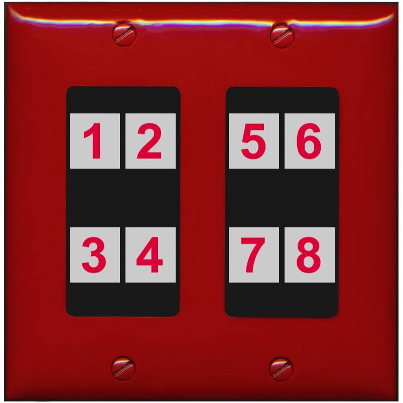 RiteAV - Custom Wall Plate 8 Port - 2 Gang [Red/Black]