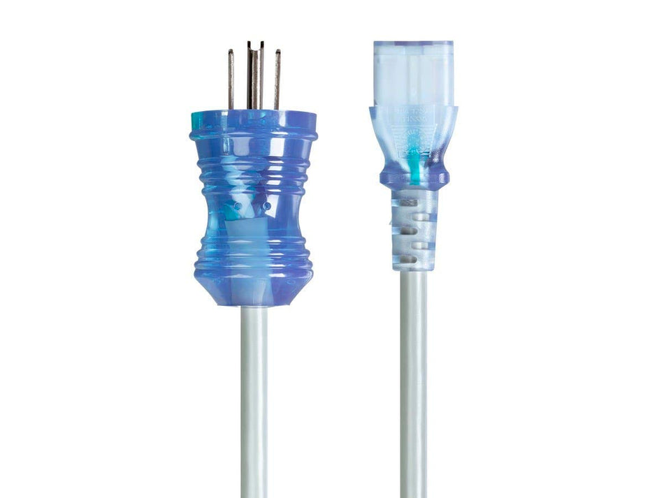 Monoprice Hospital-Grade Computer Power Cable/Cord - 10 Feet - Gray | Clear Plugs 10A 14 AWG (NEMA 5-15P to IEC-320-C13)