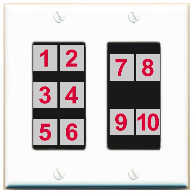 RiteAV - Custom Wall Plate 10 Port - 2 Gang [White/Black]