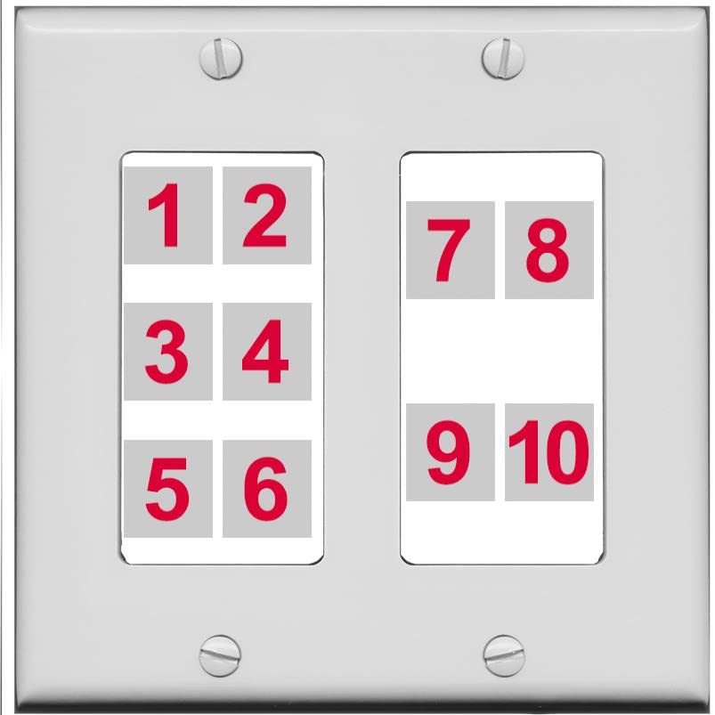 RiteAV - Custom Wall Plate 10 Port - 2 Gang [Gray/White]