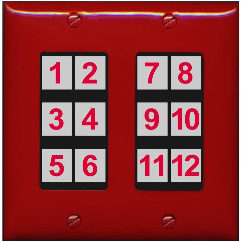 RiteAV - Custom Wall Plate 12 Port - 2 Gang [Red/Black]