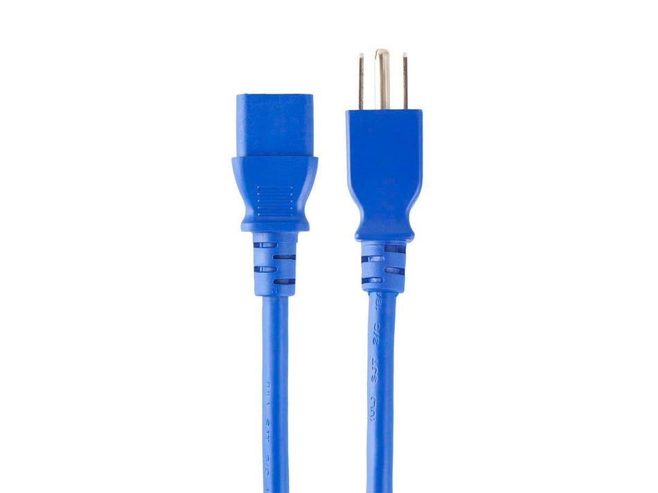 Monoprice 3-Prong Power Cord - 15 Feet - Blue, NEMA 5-15P to IEC 60320 C13, 18AWG, 10A/1250W, 125V, for PCs, Monitors, Scanners, and Printers