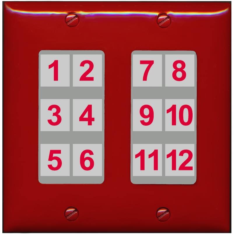 RiteAV - Custom Wall Plate 12 Port - 2 Gang [Red/Gray]