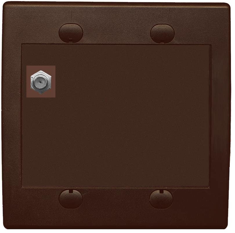 RiteAV 1 Port Coax Cable TV F-Type Wall Plate - Flat 2 Gang [Brown/Brown]