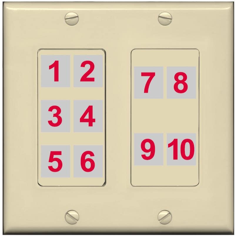 RiteAV - Custom Wall Plate 10 Port - 2 Gang [Ivory/Ivory]