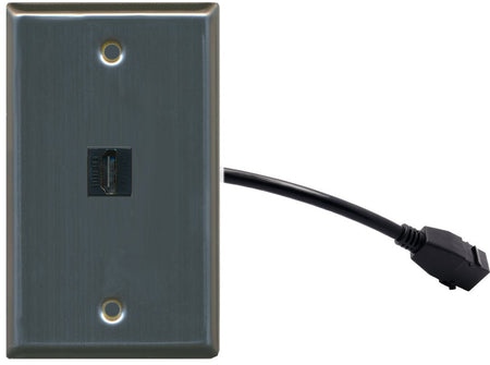 RiteAV (1 Gang Flat) HDMI Wall Plate w/Pigtail Extension Cable Stainless Steel