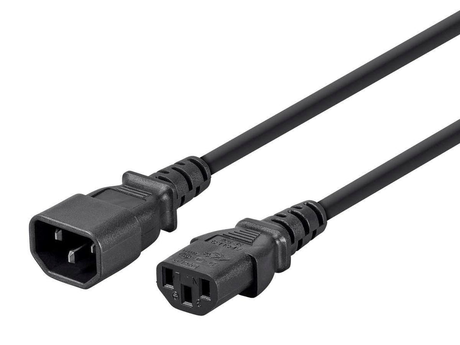Monoprice 3-Prong Extension Cord - 6 Feet - Black IEC 60320 C14 to IEC 60320 C13, 16AWG, 13A, SJT, for Powering Computers, Monitors (6-Pack)
