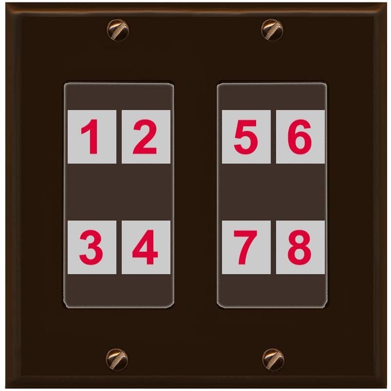 RiteAV - Custom Wall Plate 8 Port - 2 Gang [Brown/Brown]
