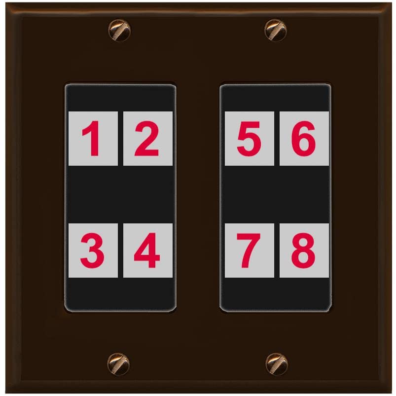 RiteAV - Custom Wall Plate 8 Port - 2 Gang [Brown/Black]