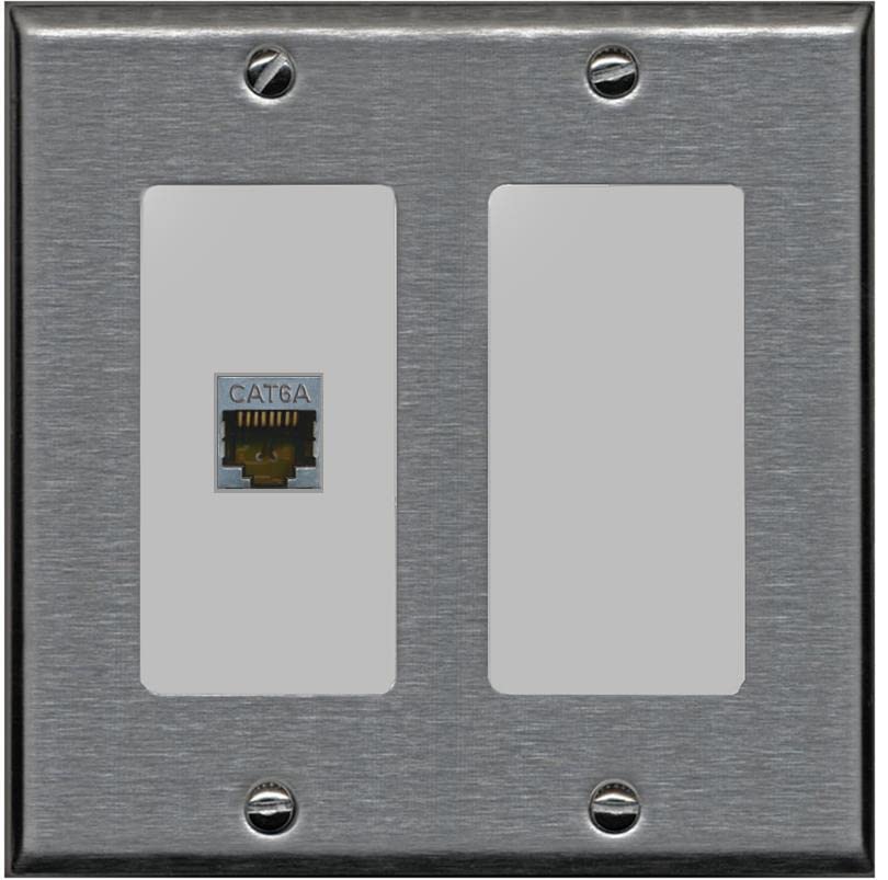 RiteAV 1 Port Cat6A Wall Plate - 2 Gang [Stainless/Gray]