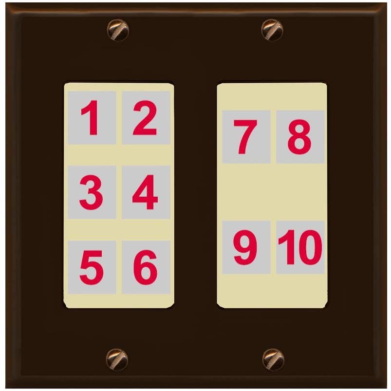 RiteAV - Custom Wall Plate 10 Port - 2 Gang [Brown/Ivory]