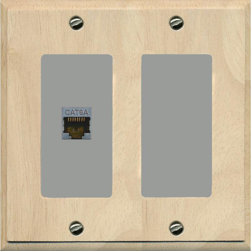 RiteAV 1 Port Cat6A Wall Plate - 2 Gang [Wood/Gray]