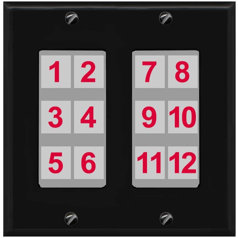 RiteAV - Custom Wall Plate 12 Port - 2 Gang [Black/Gray]