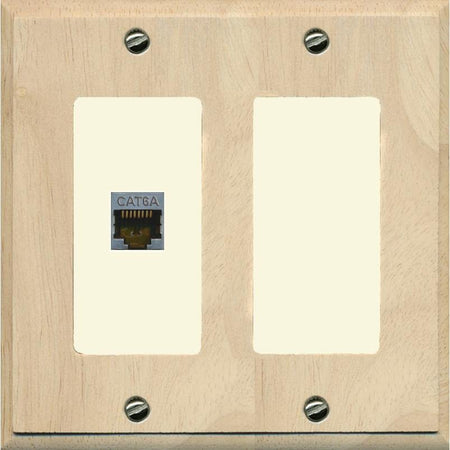 RiteAV 1 Port Cat6A Wall Plate - 2 Gang [Wood/Light-Almond]