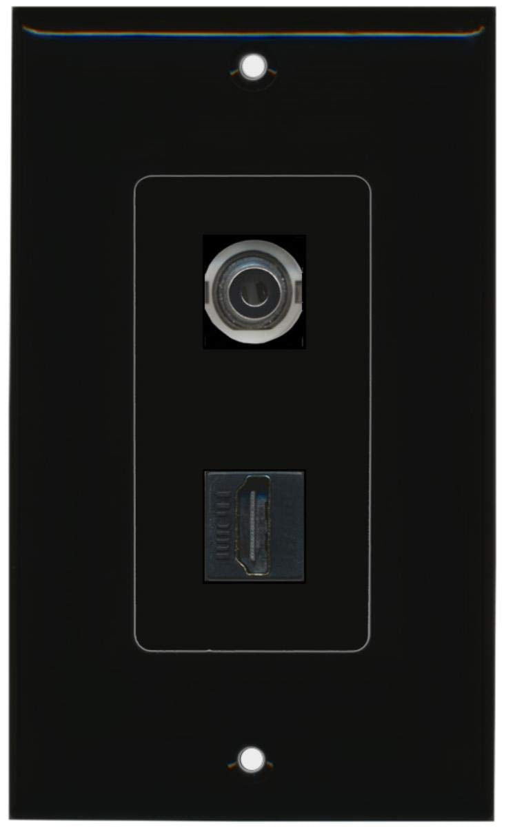 RiteAV - 3.5mm Audio Headphone Jack and 1 HDMI Port Wall Plate Decorative - Black
