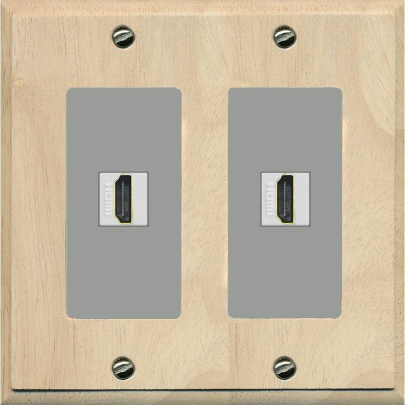 RiteAV HDMI Wall Plate 2 Port - 2 Gang [Wood/Gray]