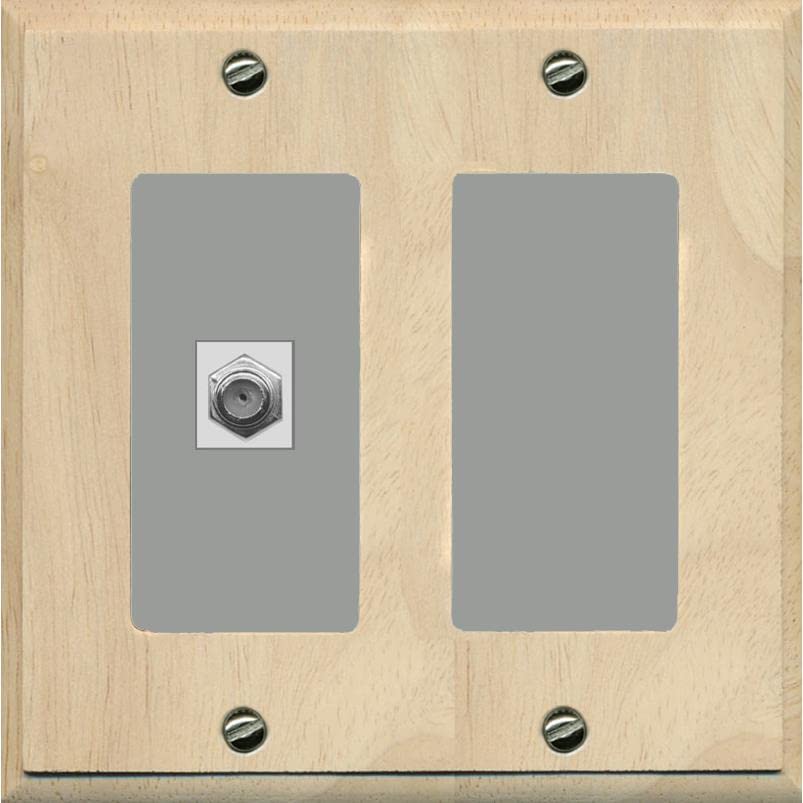 RiteAV 1 Port Coax Cable TV F-Type Wall Plate - 2 Gang [Wood/Gray]