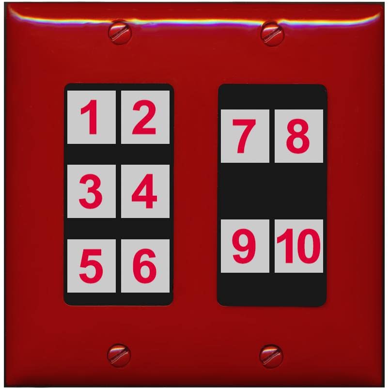 RiteAV - Custom Wall Plate 10 Port - 2 Gang [Red/Black]