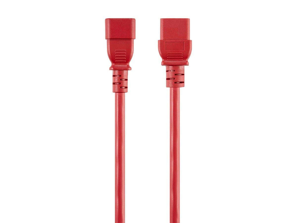 Monoprice Power Cord - 8 Feet - Red | IEC 60320 C14 to IEC 60320 C19, 14AWG, 15A, SJT, 100-250V, for Powering Computers, Monitors