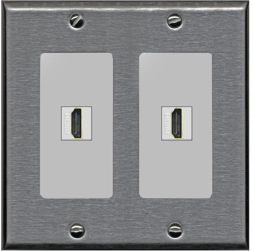 RiteAV HDMI Wall Plate 2 Port - 2 Gang [Stainless/Gray]