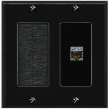 RiteAV 1 Port Cat6A Wall Plate - Brush [Black/Black]