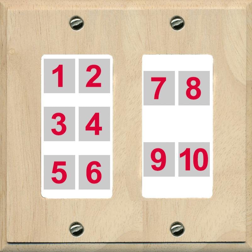 RiteAV - Custom Wall Plate 10 Port - 2 Gang [Wood/White]