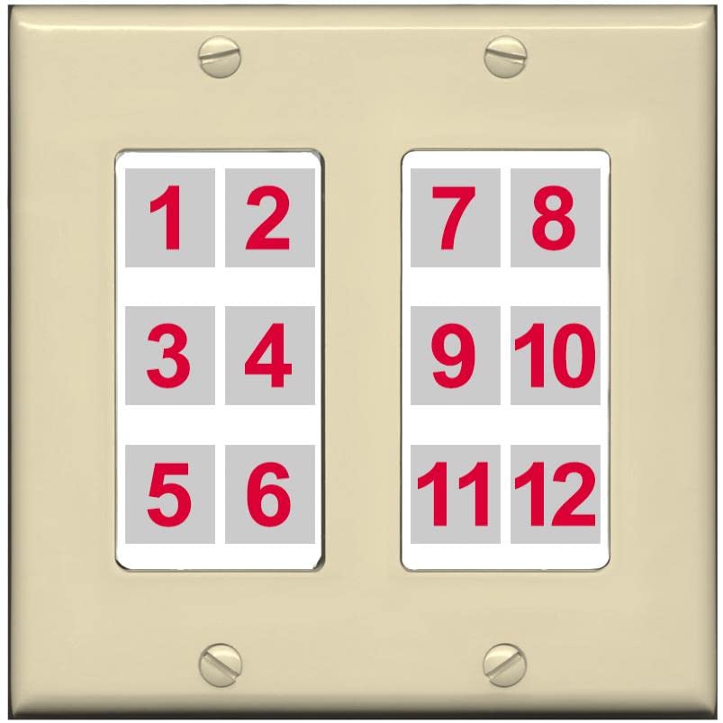 RiteAV - Custom Wall Plate 12 Port - 2 Gang [Ivory/White]