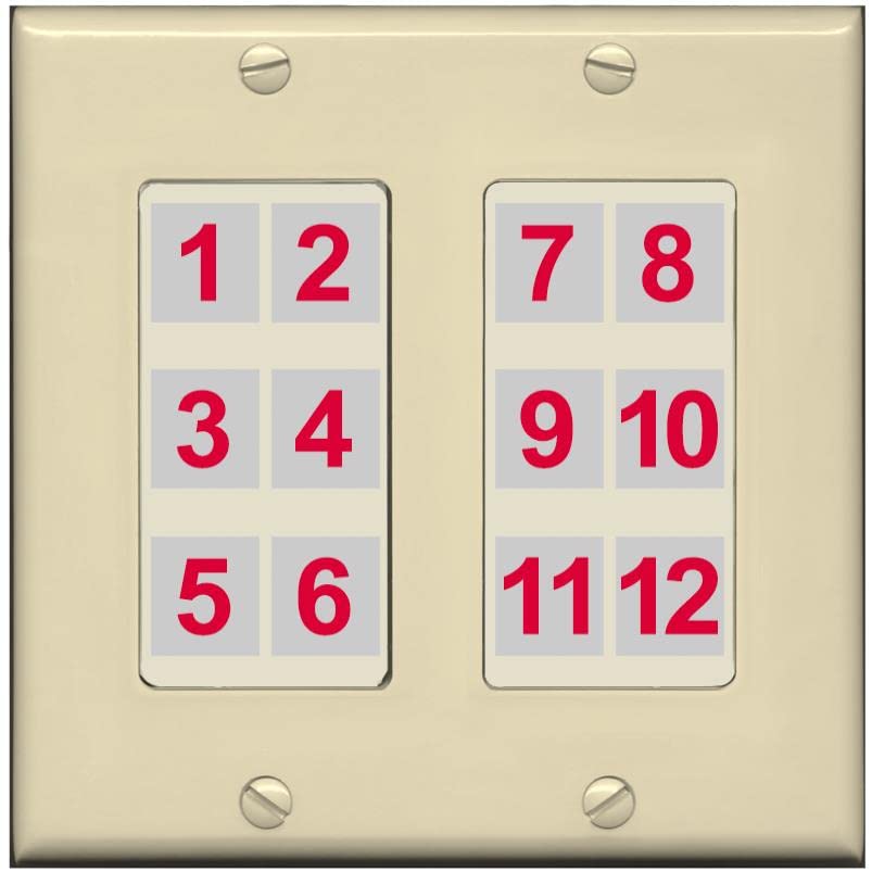 RiteAV - Custom Wall Plate 12 Port - 2 Gang [Ivory/Light-Almond]
