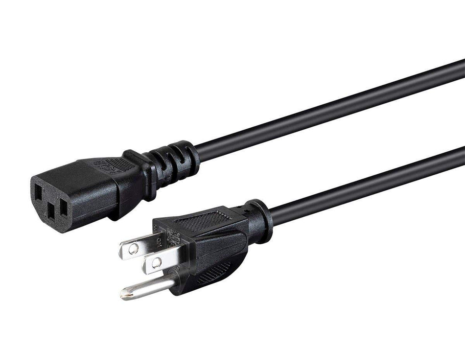 Monoprice Power Cord - NEMA 5-15P to IEC 60320 C13, 18AWG, 10A/1250W, 125V, 3-Prong, 8ft, Black