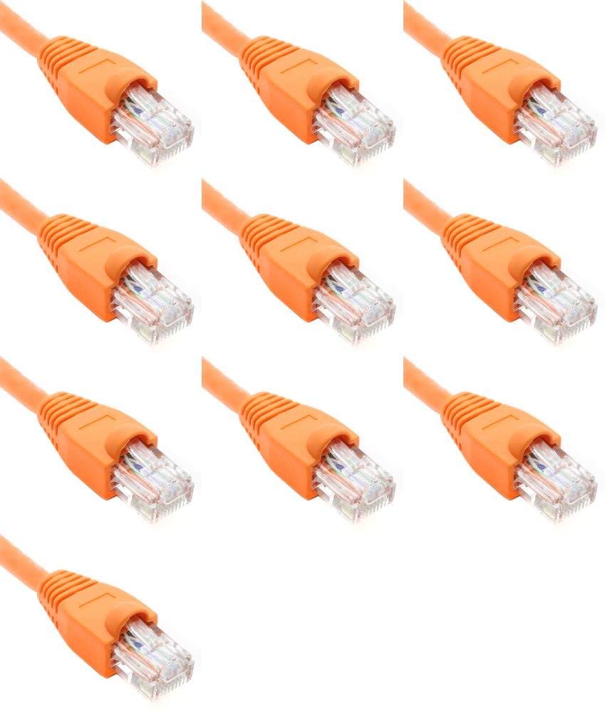 7 Feet Cat6 Ethernet Network Patch Cables Orange RJ45 m/m (10 Pack)