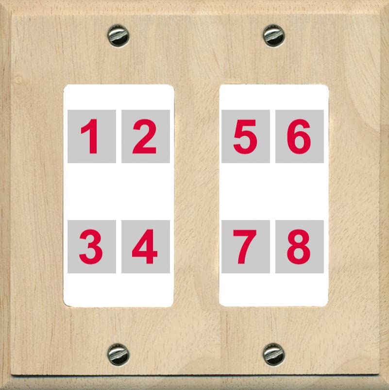 RiteAV - Custom Wall Plate 8 Port - 2 Gang [Wood/White]