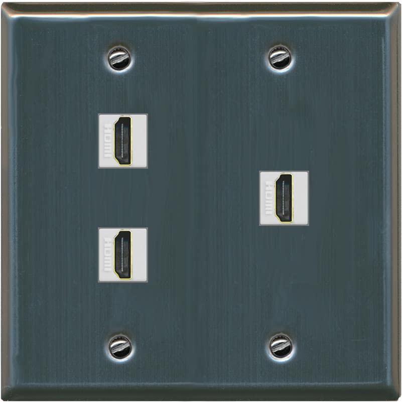 RiteAV 3 Port HDMI Wall Plate - Flat 2 Gang [Stainless Steel]