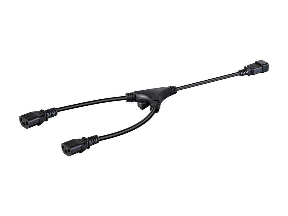 Monoprice Heavy Duty Splitter Power Cord - IEC 60320 C20 to 2x IEC 60320 C13, 14AWG, 15A, SJTW, 100-250V, 2 Feet, Black