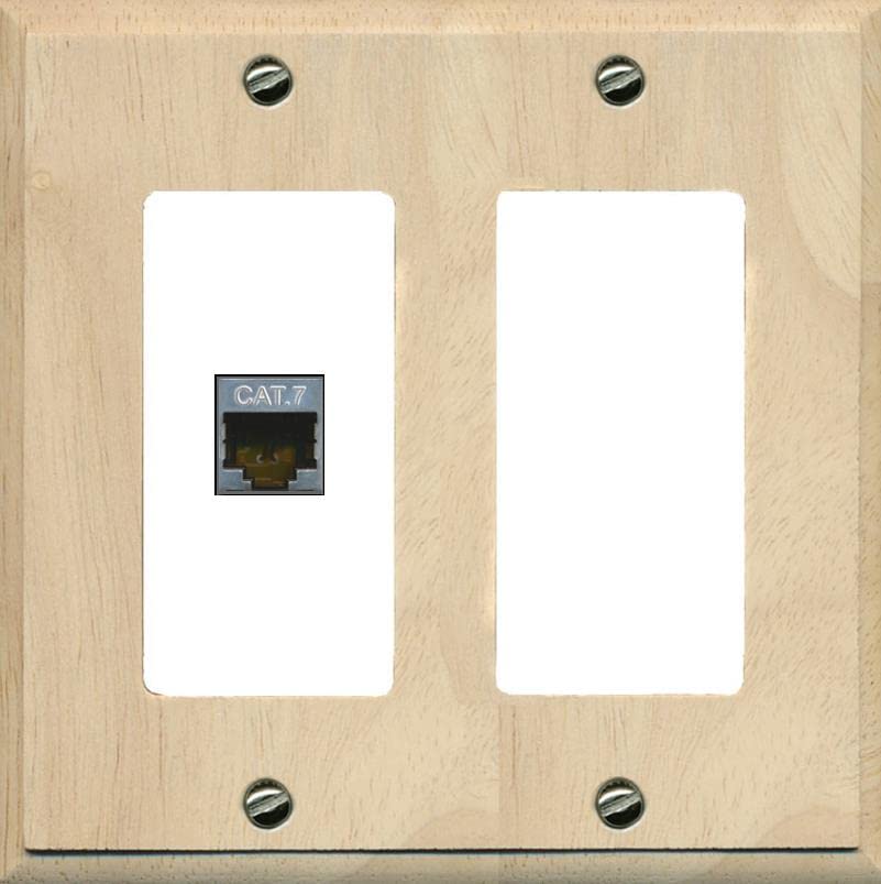 RiteAV 1 Port Cat7 Shielded Ethernet Wall Plate - 2 Gang [Wood/White]