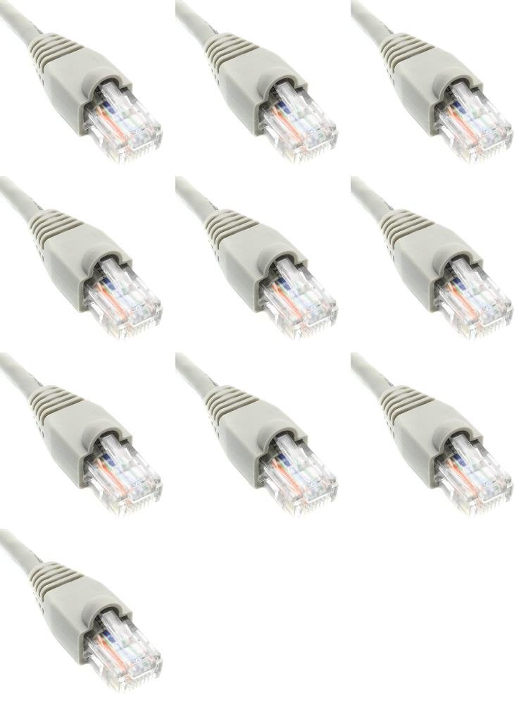 3 Feet Cat6 Ethernet Network Patch Cables Gray RJ45 m/m (10 Pack)