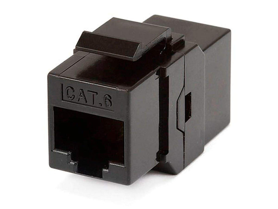 Cat6 RJ45 Feedthrough Keystone Jack - Inline Coupler Type, Fits Standard Keystone Wall Plates and Panels, Black