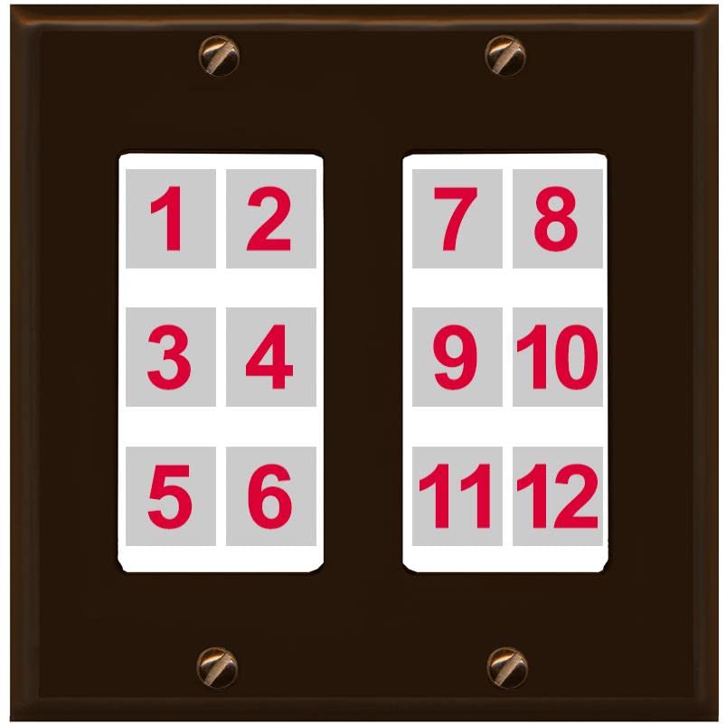 RiteAV - Custom Wall Plate 12 Port - 2 Gang [Brown/White]