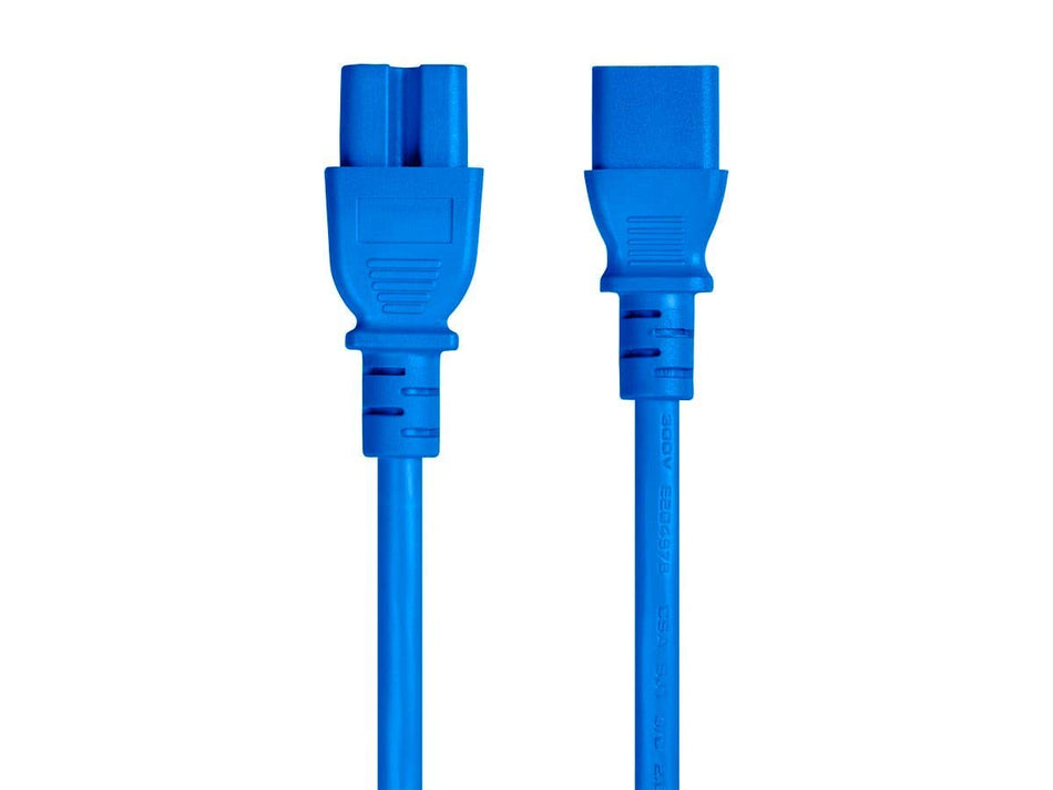 Monoprice Heavy Duty Power Cable - IEC 60320 C14 to IEC 60320 C15, 15 Amp, 1875 Watt, SJT, 125 Volt, 14AWG, 3 Feet, Blue