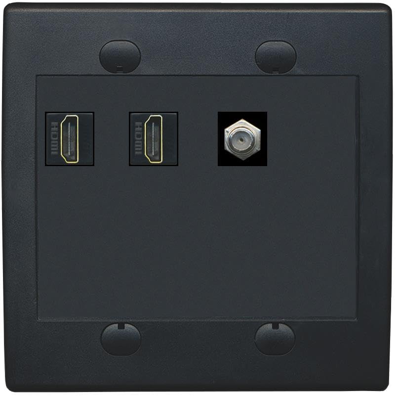 COAX 2 HDMI Wall Plate-Flat 2 Gang Black/Black